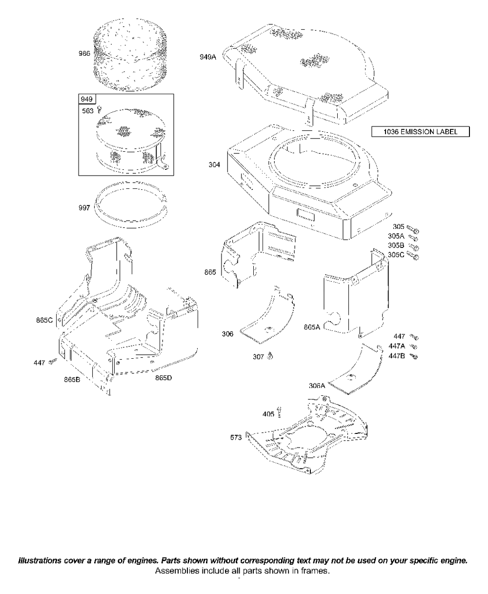 Blower Housing Diagram and Parts List for 42A707-2240-XX  Briggs and Stratton Engine